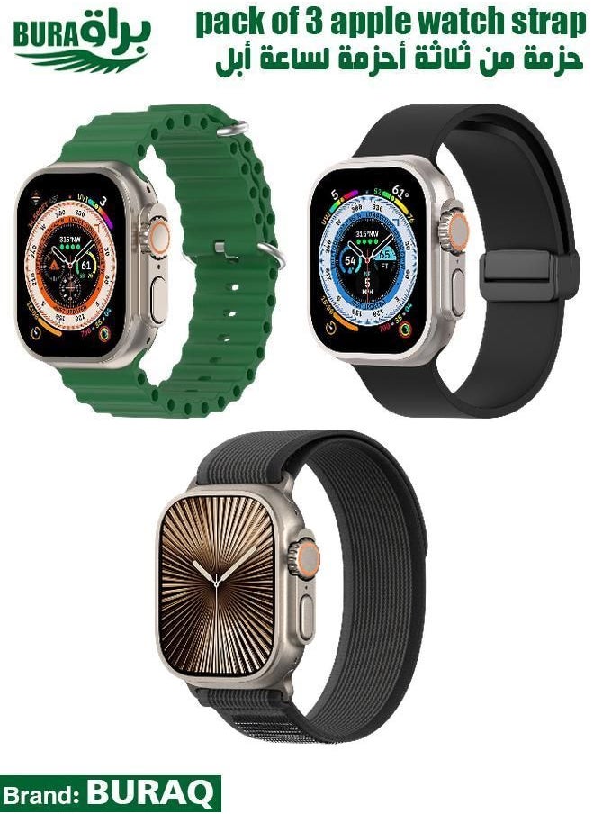 BURAQ - Apple Watch Band Strap For Apple Watch Ultra 2/Ultra 49mm, Series 10 46mm, 9/8/7 45mm, SE2/SE/6/5/4 44mm, 3/2/1 42mm - Image 1