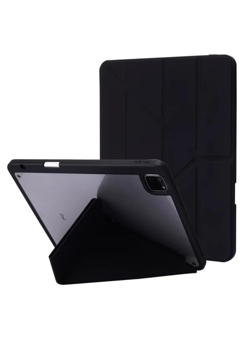 Case for iPad Pro 13-Inch M4 (2024) with Pencil Holder, 5-in-1 Multiple Viewing Angles, Soft Clear Back Cover, Auto Wake/Sleep, (Black) - Image 1