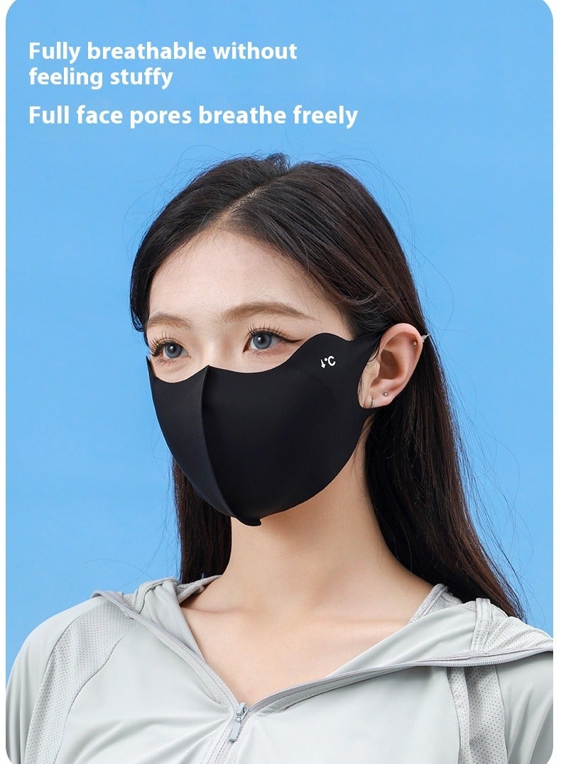 Seamless ice silk sunscreen mask for women summer anti-UV breathable eye protection mask  - Image 2