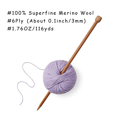 GISIMO 100% Merino Wool Yarn, 6-Ply Luxurious and Soft Yarn for Hand Knitting & Crocheting, 1.76 OZ/50g, 127 yds/116 Meters (Purple, 3 Balls) - Image 3