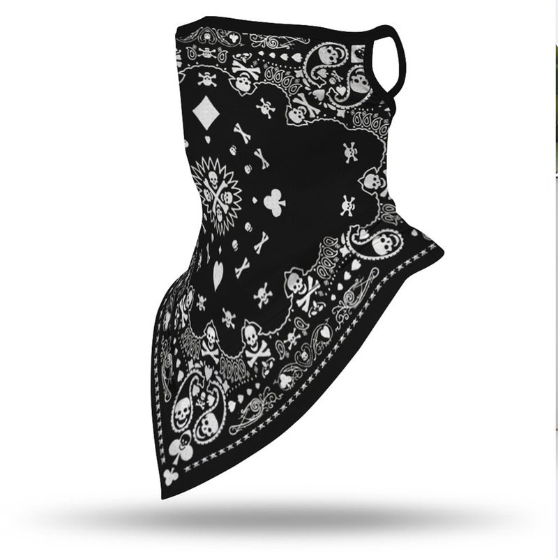 2 pcs Ear Hanging Sun-proof Triangle Scarf Totem Printing Hanging Ear Tube Scarf Breathable Headband (As Shown) - Image 1