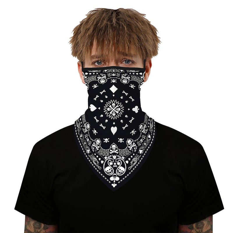 2 pcs Ear Hanging Sun-proof Triangle Scarf Totem Printing Hanging Ear Tube Scarf Breathable Headband (As Shown) - Image 5