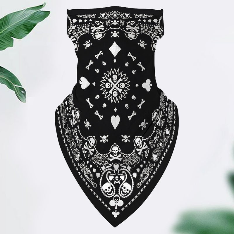 2 pcs Ear Hanging Sun-proof Triangle Scarf Totem Printing Hanging Ear Tube Scarf Breathable Headband (As Shown) - Image 4