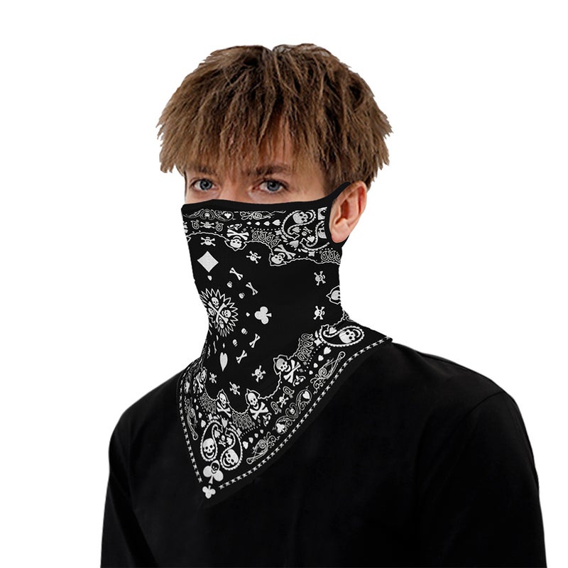 2 pcs Ear Hanging Sun-proof Triangle Scarf Totem Printing Hanging Ear Tube Scarf Breathable Headband (As Shown) - Image 3
