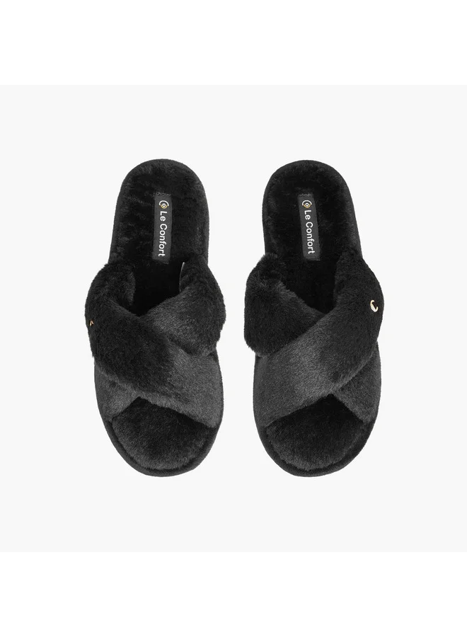 Le Confort Women Textured Cross-Strap Bedroom Slippers