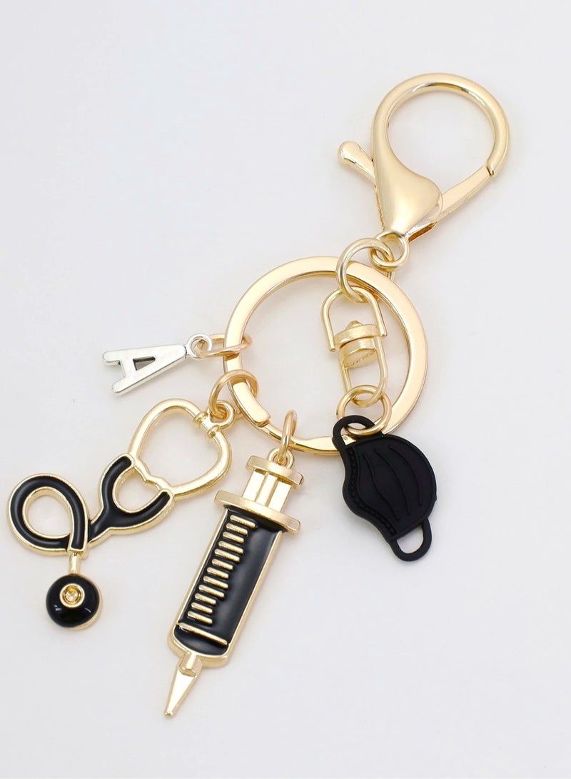 Generic Keychain in shape of medical tools and the letter (A), can be used as a keyring or a bag charm.  - Image 2
