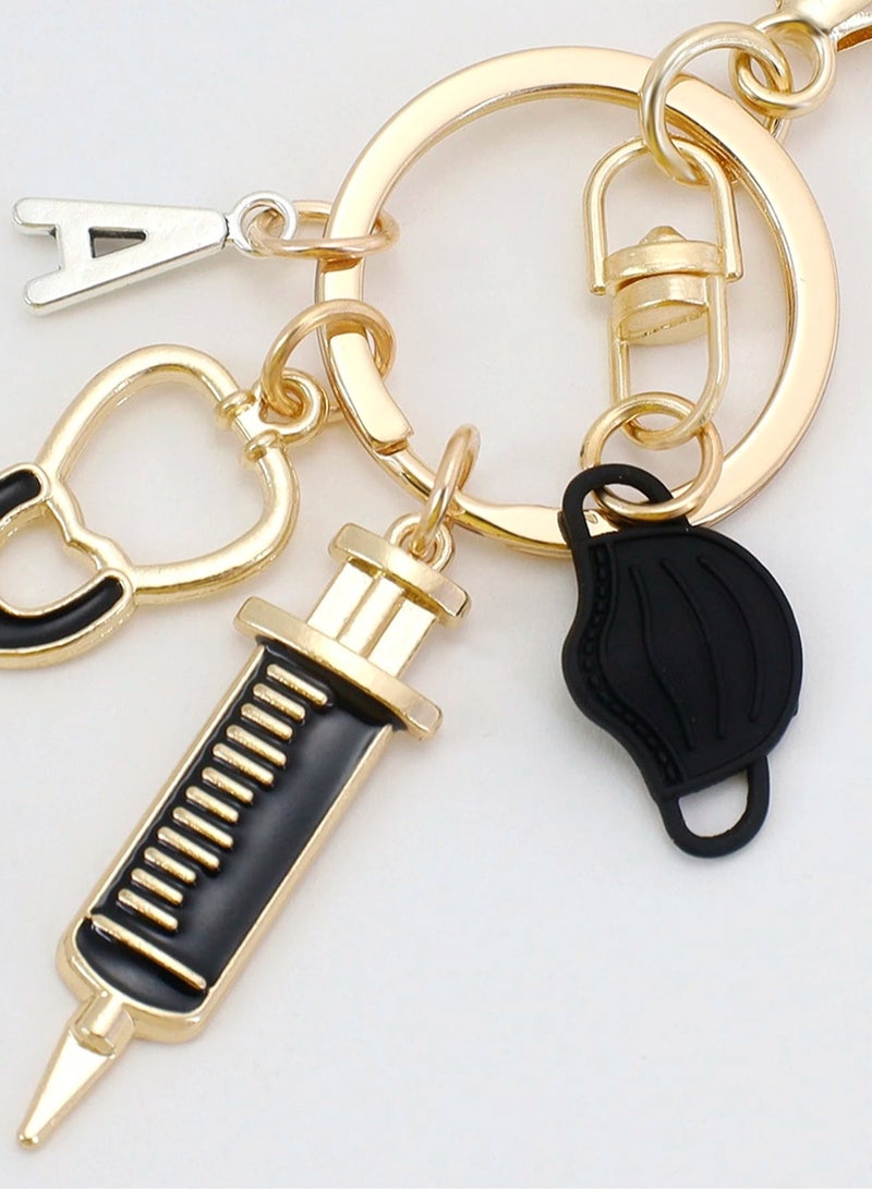 Generic Keychain in shape of medical tools and the letter (A), can be used as a keyring or a bag charm.  - Image 1