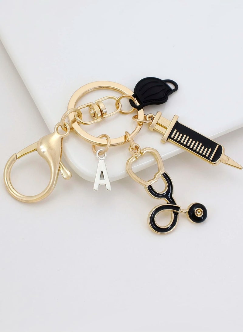 Generic Keychain in shape of medical tools and the letter (A), can be used as a keyring or a bag charm.  - Image 3