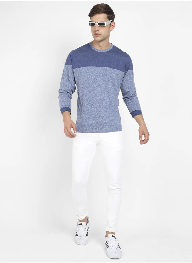 Campus Sutra Men's Blue Colourblocked T-Shirt
