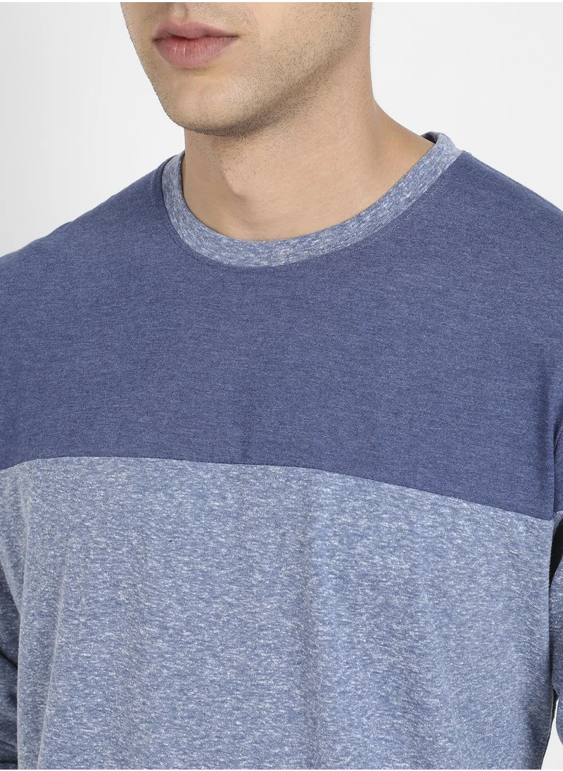 Campus Sutra Men's Blue Colourblocked T-Shirt