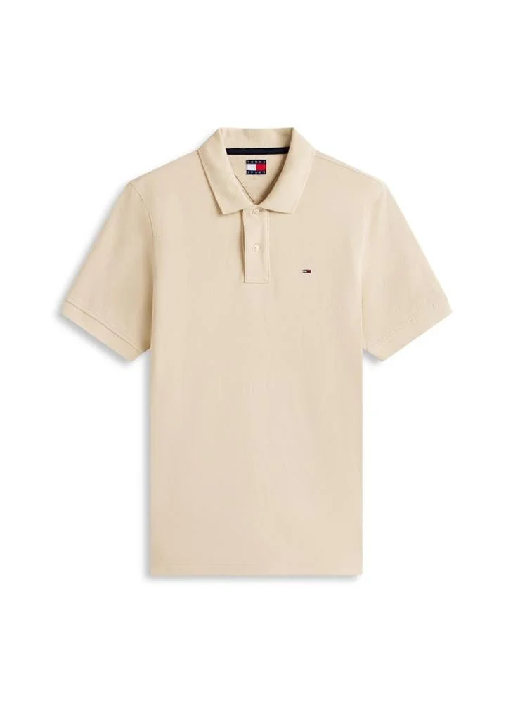TOMMY JEANS  Hilfiger Flag Regular Fit Pique Polo Shirt for Men | Best Price UAE