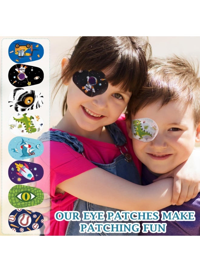 Bukela 80 Pcs Latex Free Adhesive Eye Patches for Kids Latex Free Disposable Cute Adhesive Bandages for Amblyopia Light Blocking Lazy Eye Toddler Boys Girls, 8 Styles - Image 4