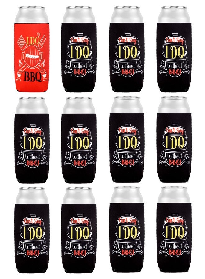 Serencatcher 12pcs I DO BBQ Decorations, BBQ Bachelorette Party Favors Can Coolers for Engagement Party, BBQ Wedding Favors Gift Can Sleeves for Bridal And Bridesmaid, BBQ Party Decorations - Image 1