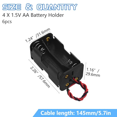 WMYCONGCONG 6 PCS 4 x 1.5V AA Battery Holder Case Box with Black Red Wire Leads - Image 2