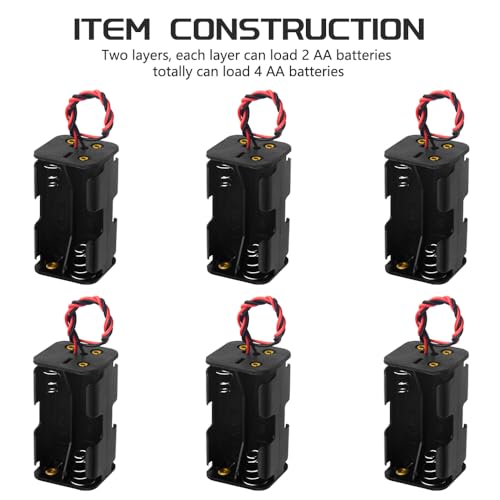WMYCONGCONG 6 PCS 4 x 1.5V AA Battery Holder Case Box with Black Red Wire Leads - Image 4