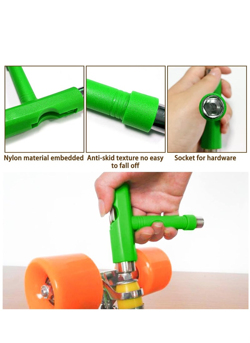 Generic - 60x45MM 78A LED Light Skateboard Wheels With Bearings 4PCS With T-Tool, Green - Image 1
