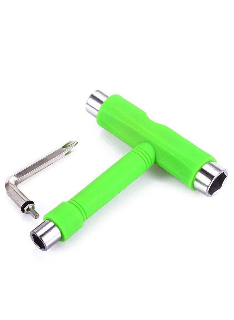 Generic - 60x45MM 78A LED Light Skateboard Wheels With Bearings 4PCS With T-Tool, Green - Image 1