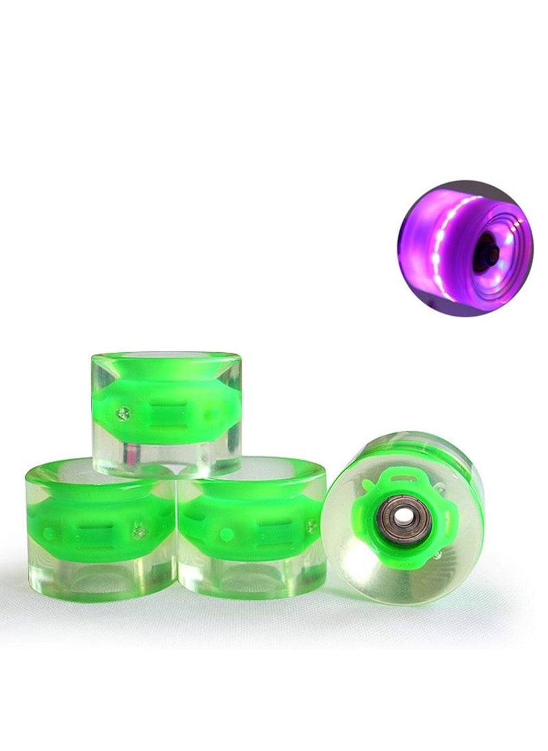 Generic 60x45MM 78A LED Light Skateboard Wheels With Bearings 4PCS With T-Tool, Green  - Image 3