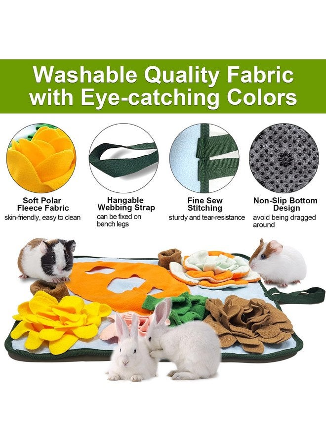 Adpartner Rabbit Foraging Mat Bunny Toys, 20"x20" Rabbit Snuffle Mat Interactive Feeding Game, Washable Bunny Hay Feeder Treat Dispenser Foraging Toys for Rabbits Guinea Pigs Chinchillas Ferrets - Image 3
