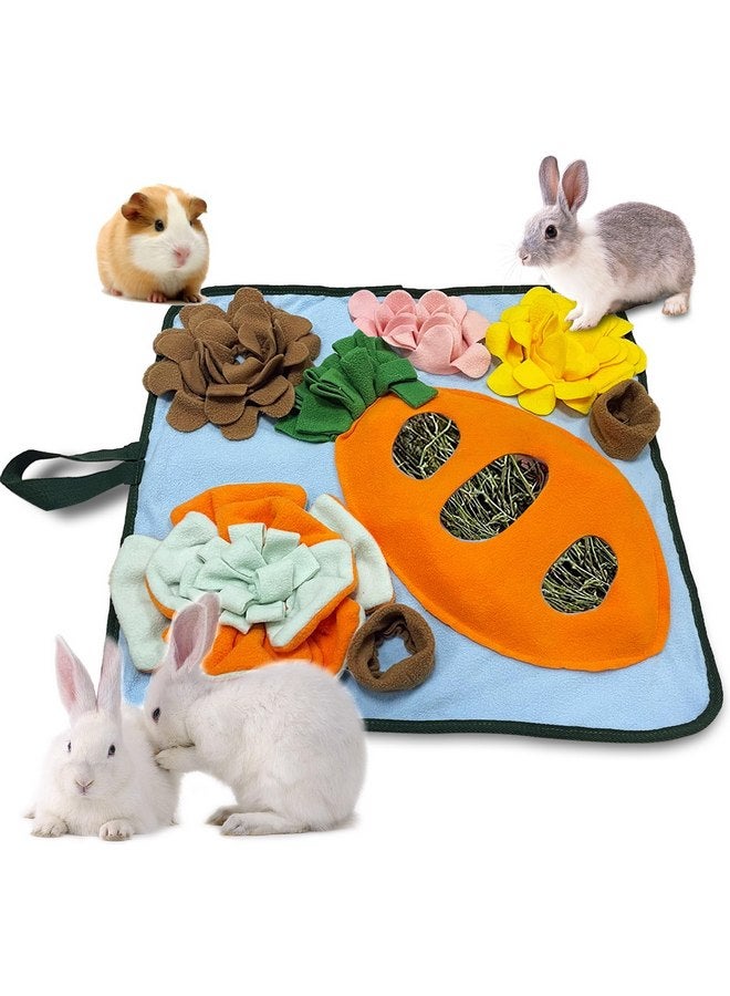 Adpartner Rabbit Foraging Mat Bunny Toys, 20"x20" Rabbit Snuffle Mat Interactive Feeding Game, Washable Bunny Hay Feeder Treat Dispenser Foraging Toys for Rabbits Guinea Pigs Chinchillas Ferrets - Image 1