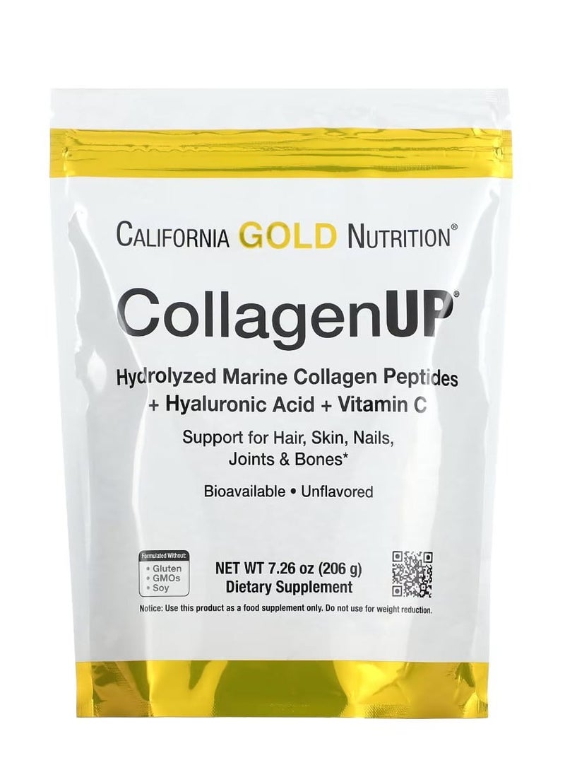 California Gold Nutrition California Gold Nutrition CollagenUP Hydrolyzed Marine Collagen Peptides with Hyaluronic Acid and Vitamin C Unflavored 7.26 oz (206 g)  - Image 1