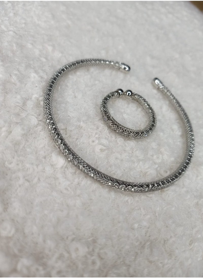 Generic - Open bracelet set + ring of the same design - simple and elegant design accessory - Image 1