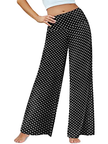 Arolina Women's Stretchy Wide Leg Palazzo Lounge Pants (XXL, D-Polka Dot) - Image 2