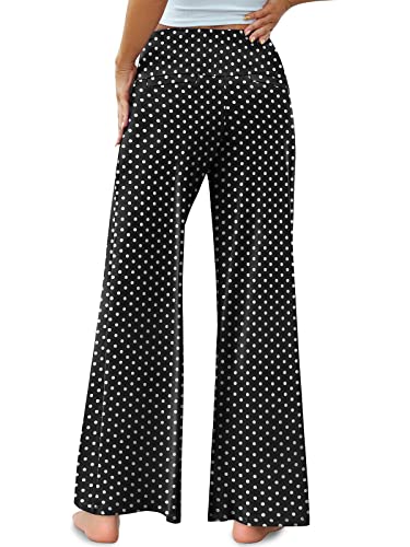 Arolina Women's Stretchy Wide Leg Palazzo Lounge Pants (XXL, D-Polka Dot) - Image 4