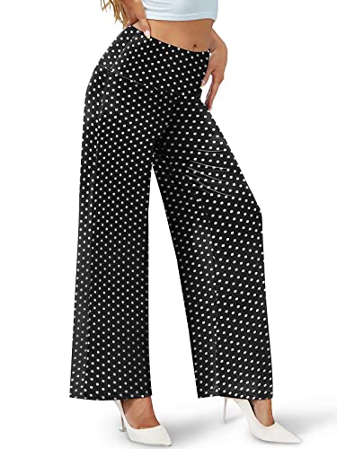 Arolina Women's Stretchy Wide Leg Palazzo Lounge Pants (XXL, D-Polka Dot) - Image 3