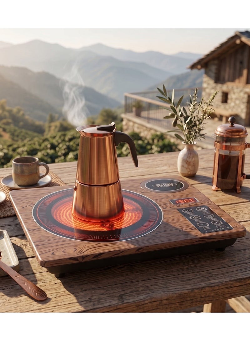 Ruay RA4 Electric Hob: Infrared electric cooker with digital display, touch-sensitive power level control, suitable for all pots and pans. - Image 1