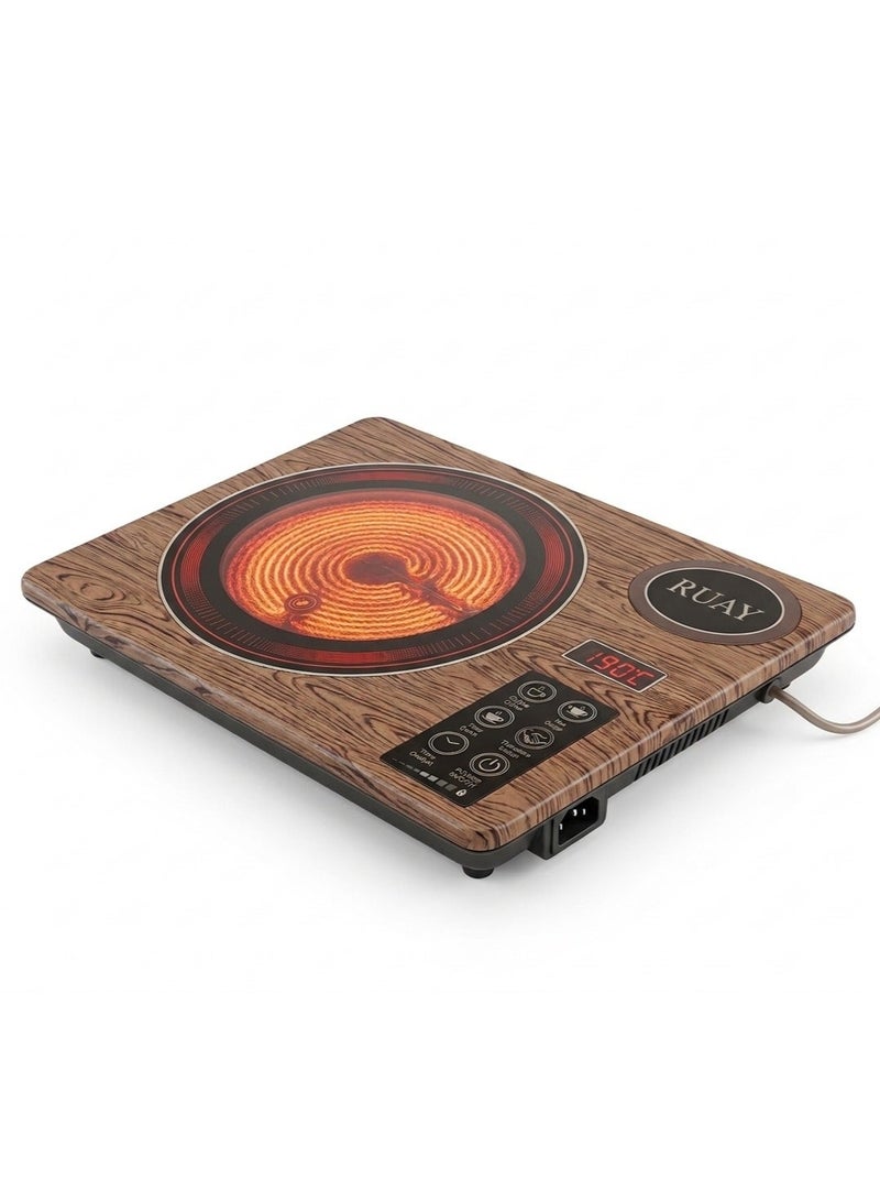 Ruay RA4 Electric Hob: Infrared electric cooker with digital display, touch-sensitive power level control, suitable for all pots and pans. - Image 5