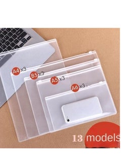Y&D 13-Piece Transparent Frosted Plastic PVC Waterproof File Pocket  - Image 1