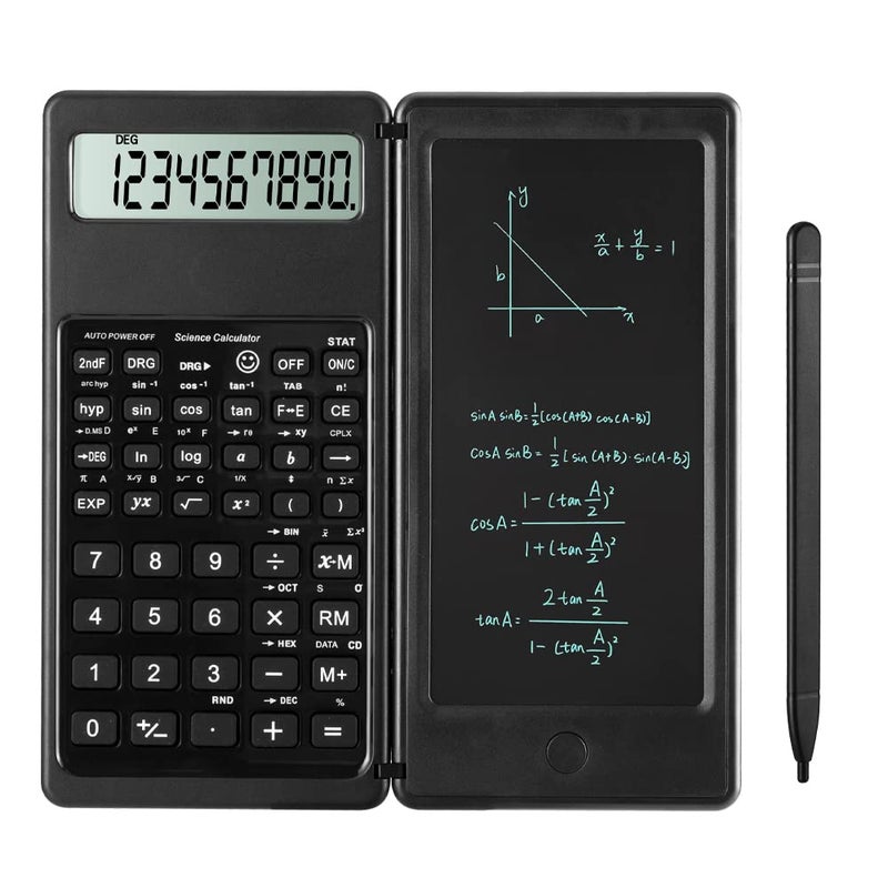 LveSunny Scientific Calculators, Calculator for School, 10-Digit Large Screen Calculadora Cientifica, Scientific Calculator with Notepad, Math Calculator for Middle High School Supplies & College (Black) - Image 1