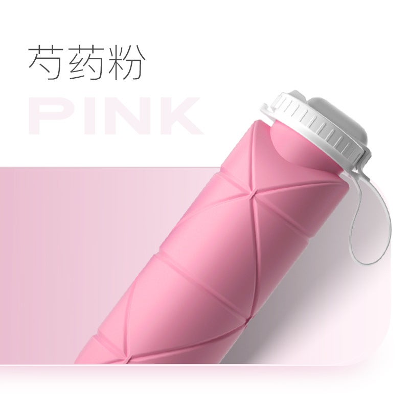 Straw silicone folding water Cup portable outdoor sports travel Cycling Bicycle kettle high temperature resistant creative Straw peony powder