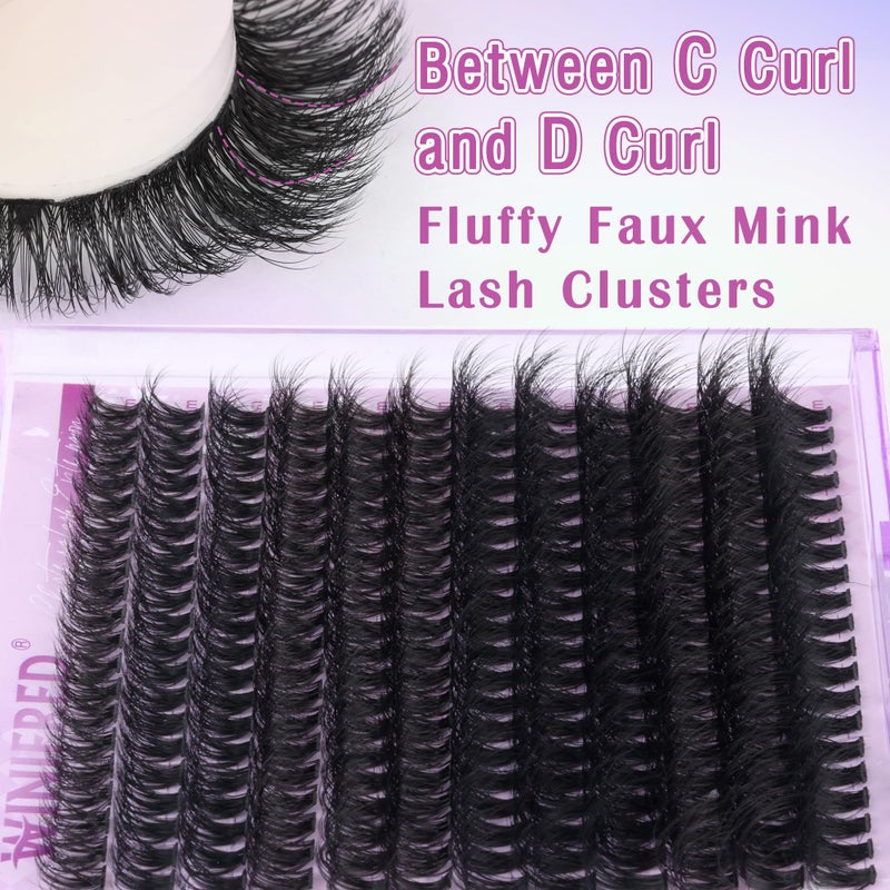 Winifred Fluffy Lash Extension Kit Lash Clusters Thick Individual Lashes 10-16mm Eyelashes Extension Kit 50D Wispy Mink Lash Kit Cluster Lashes with Lash Bond and Seal by Winifred - Image 3