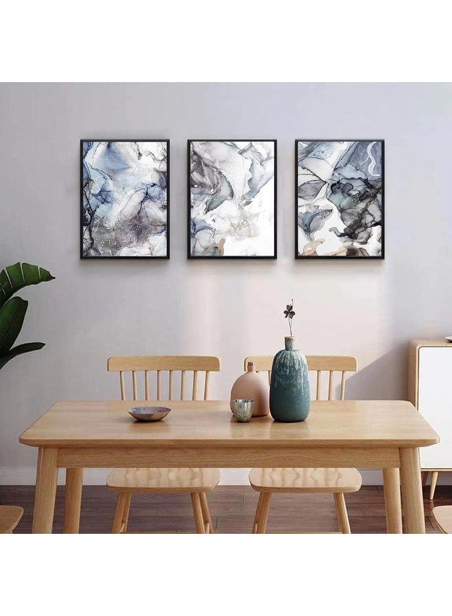 Home Trove Wall Hanging Decor Black Framed Wall Art For Living Room Wall Decor For Bedroom Modern Office Wall Decorations Abstract Ink Paintings Room Art Prints Frame Wall Pictures Artwork Home Decor 3 Piece  - Image 3