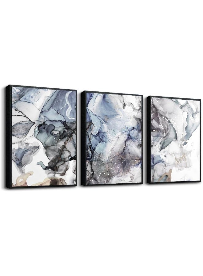 Home Trove Wall Hanging Decor Black Framed Wall Art For Living Room Wall Decor For Bedroom Modern Office Wall Decorations Abstract Ink Paintings Room Art Prints Frame Wall Pictures Artwork Home Decor 3 Piece  - Image 1