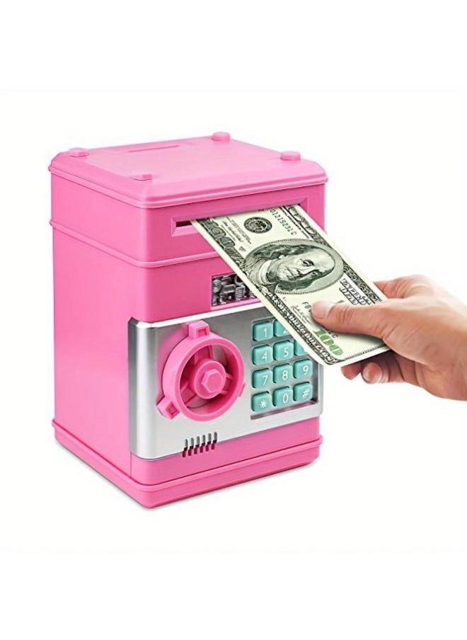 Generic Children's Money Saving Box Anti-fall Safe Deposit Box Style Boys Girls Can Deposit Withdraw Password-Color:Classic Deep Powder-Dimensions:13*13*19  - Image 1