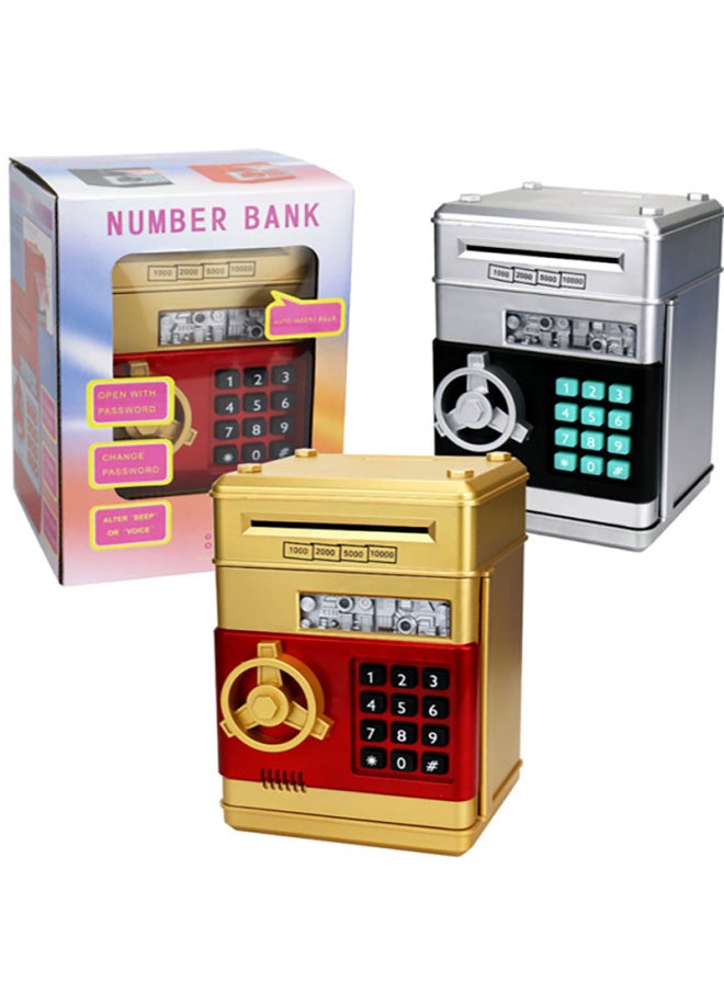 Generic Children's Money Saving Box Anti-fall Safe Deposit Box Style Boys Girls Can Deposit Withdraw Password-Color:Classic Deep Powder-Dimensions:13*13*19  - Image 3