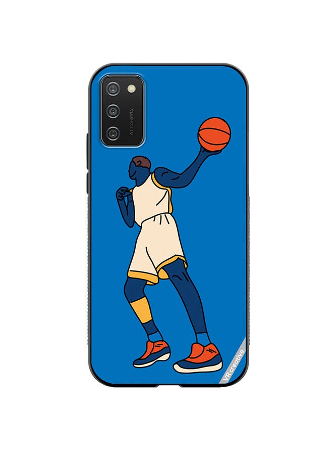Protective Case Cover For Samsung Galaxy A03s Basketball Player In Action With Ball Design Multicolour