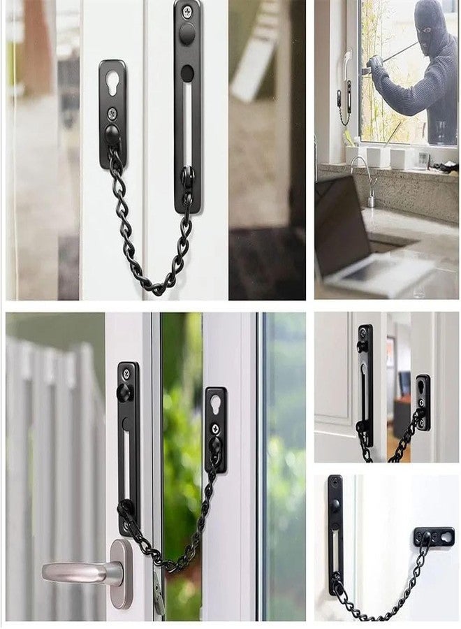 Jenibri 1Pack, Security Chain Guard with Spring Anti-Theft Press Lock - Heavy Duty Polished Door Latch with Screws for Home Apartment Bedroom Safety - Matte Black - Image 3