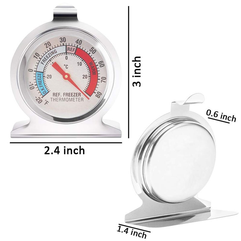 Anvin Refrigerator Thermometers Large Dial Freezer Thermometer with Dual-Scale -30~30°C/-20~80°F for Freezer Refrigerator Cooler, Hooks or Stands Alone Thermometers Durable Steel (Pack of 2) - Image 2