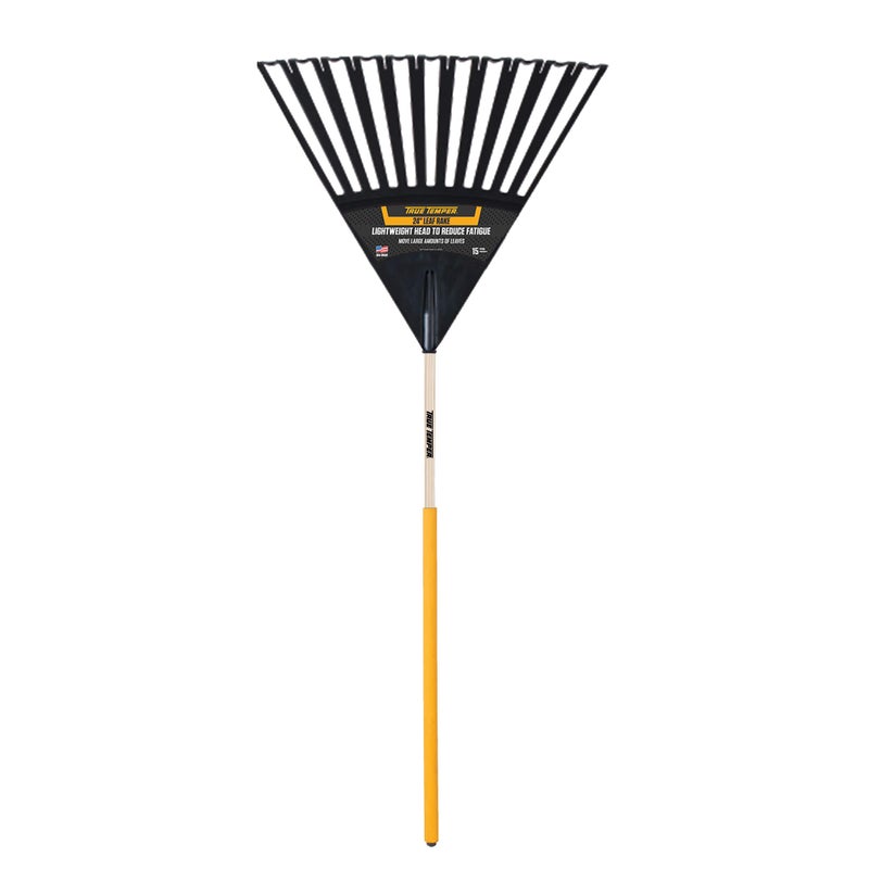 True Temper 2914912 Clog Free Poly Leaf Rake with 48 in. Hardwood Handle with Cushion Grip, 24 Inch - Image 1