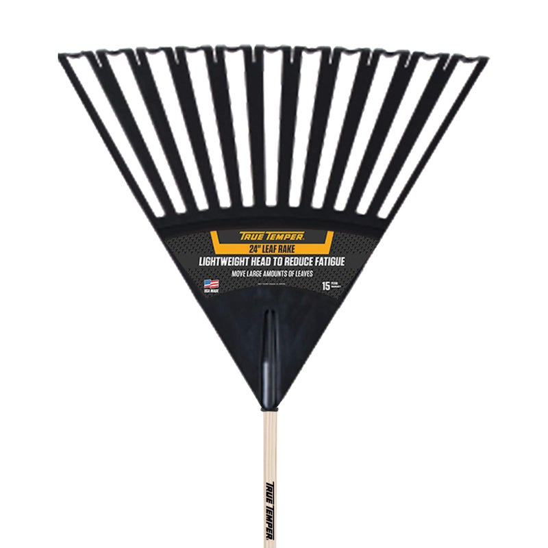 True Temper 2914912 Clog Free Poly Leaf Rake with 48 in. Hardwood Handle with Cushion Grip, 24 Inch - Image 2