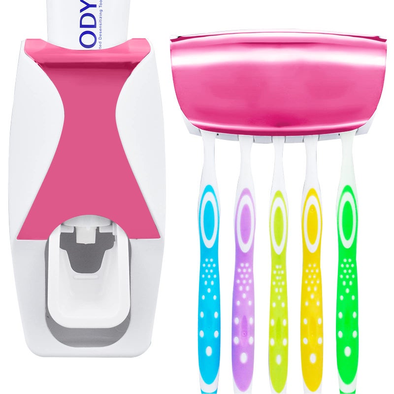 WAYCOM DustProof Toothpaste Dispenser Toothpaste Squeezer Kit Pink