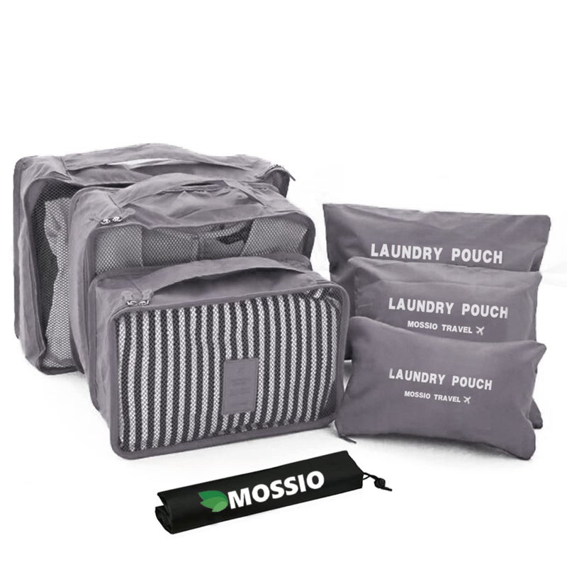 Luggage OrganizerMossio 7 Piece Suitcase Portable Storage Packing Case Grey