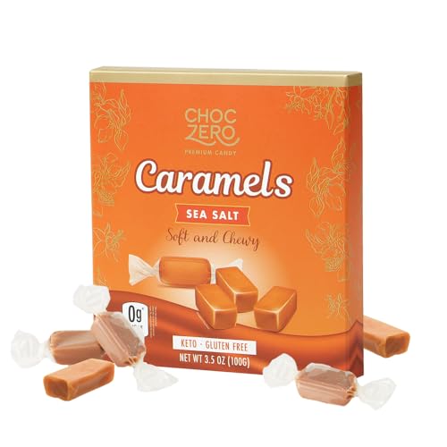 ChocZero Sugar Free Caramels  Keto Candy  All Natural Soft and Chewy  Low Carb Snack 35oz Box - Image 1