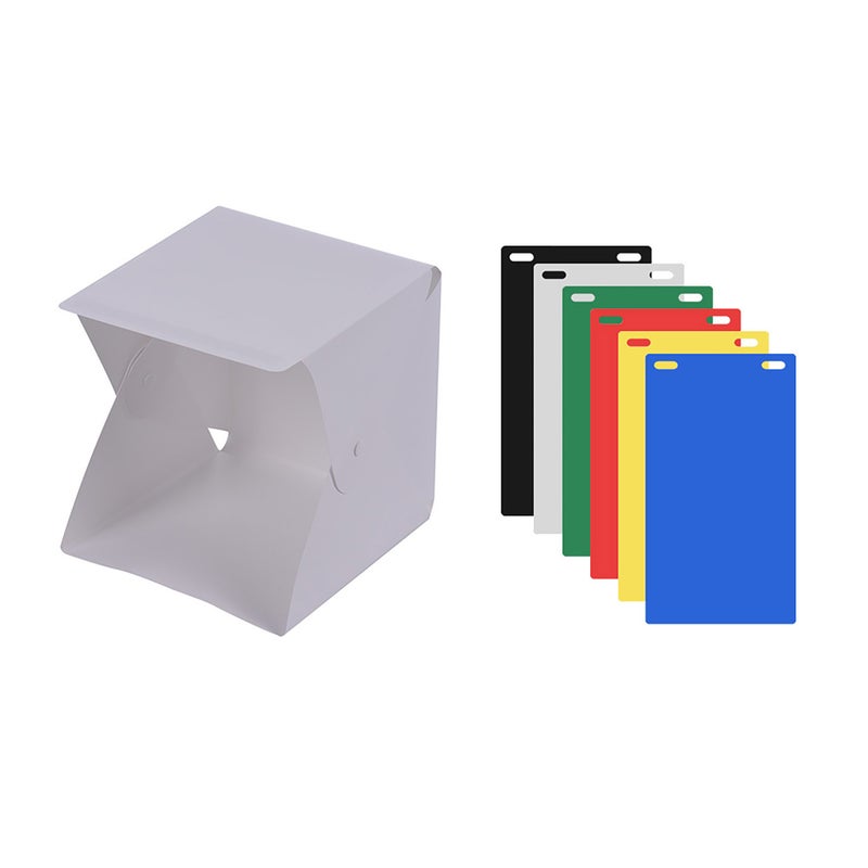 Portable DIY LED Studio Light Box Tent Kit Mini Foldable Photo Studio Softbox 6500K with Built-in 1pc LED Strip 6 Different Colors of Backdrops 5V 1A USB Input for Small Products Still Life - Image 1