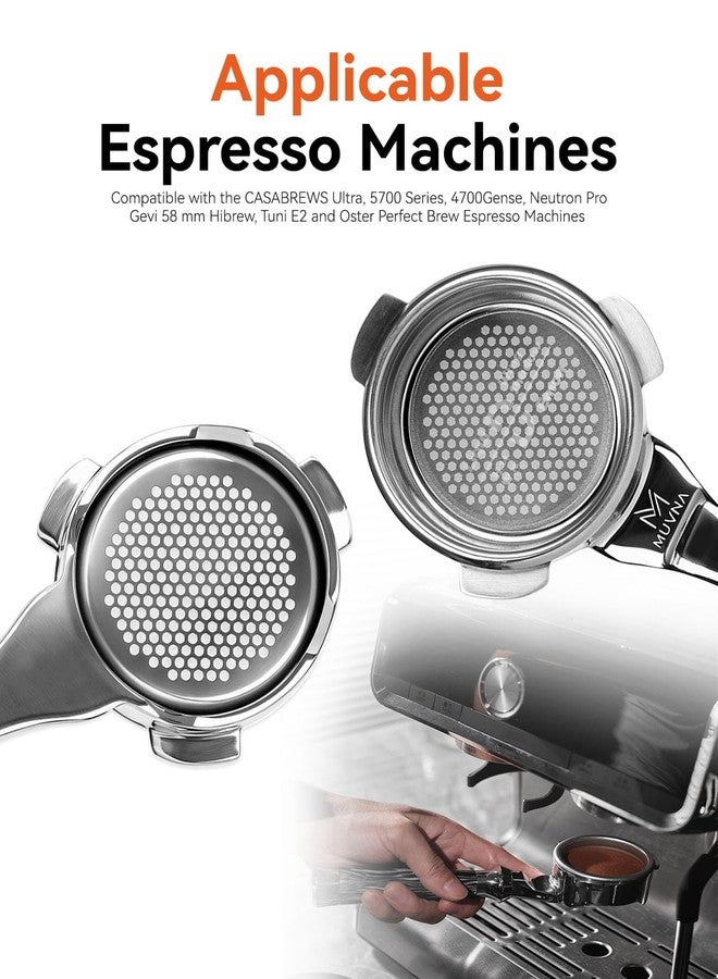 MUVNA 3 Ears Espresso Bottomless Portafilter Fits 58mm Coffee Machines CASABREWS Ultra/Oster/Gevi/Hibrew/Tuni E2, SUS304 Stainless Steel - Image 2