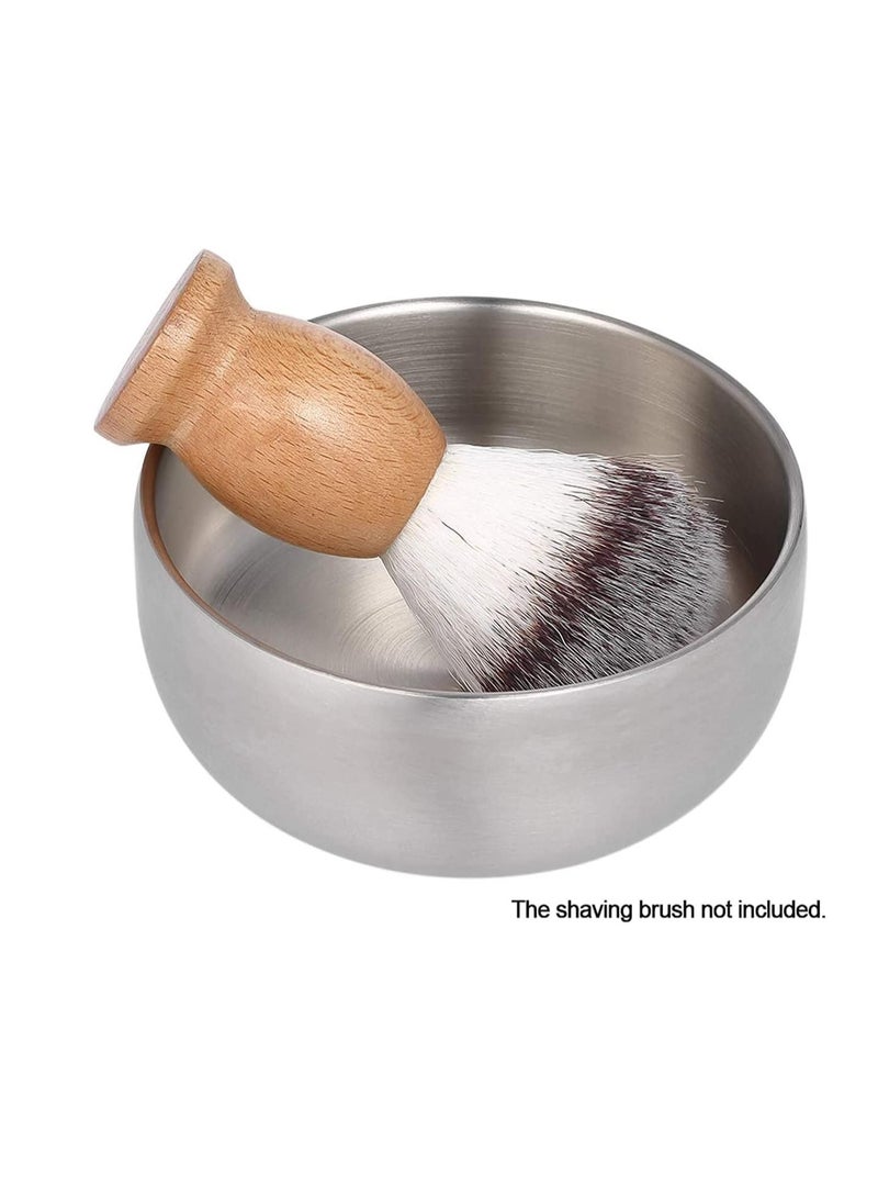 Excefore Shaving Brush Bowl Mens Anti Skid Metal Durable Stainless Steel Shave Cream Soap Bowl Shaving Mug Male Face Cleaning Soap Bowl Easy to Clean - Image 3